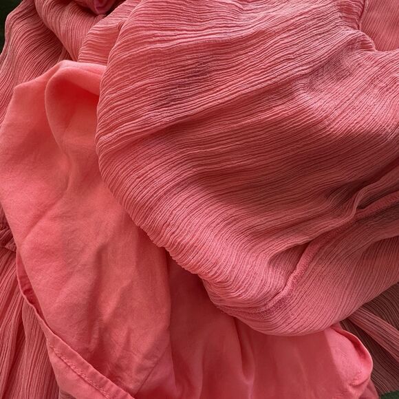 Sundance Med Monaco Meetup Pink V-Neck Ruffle Tiered Lined Dress XXL Barbiecore - Picture 9 of 12